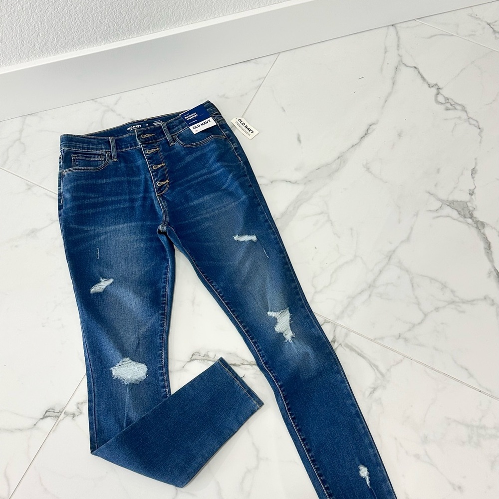 Girls Stylish Blue Distressed Jeans